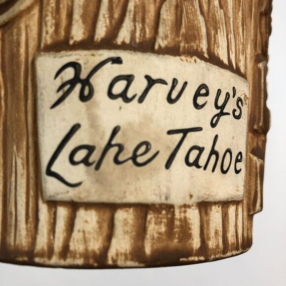 Vintage Otagiri Tiki Bucket Mug Harvey's Lake Tahoe Sculpted Textured Brown - Picture 8 of 8